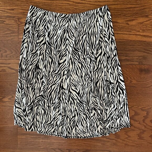 Dialogue Womens Zebra Animal Print Pull On Midi Skirt Size 1X Plus Size - Picture 7 of 7